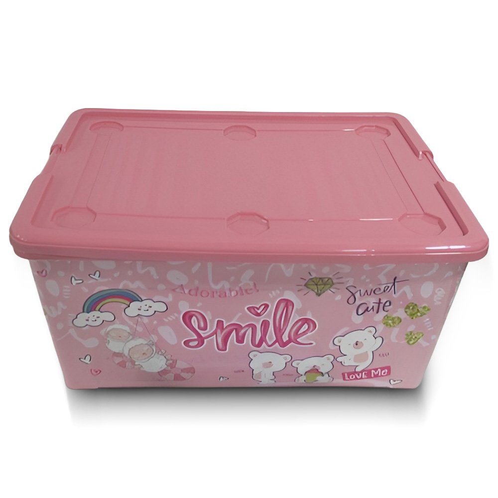 Plastic Storage Box- Pink, 60 Liters