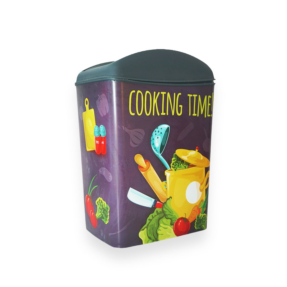 Mini Plastic Swing Top Kitchen Trash Can 5 Liters