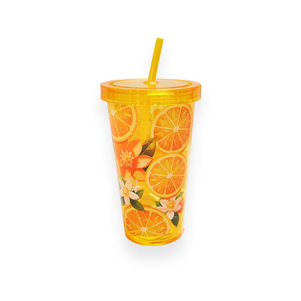 Tuffex Orange Fruit Pattern Insulated Travel Mug