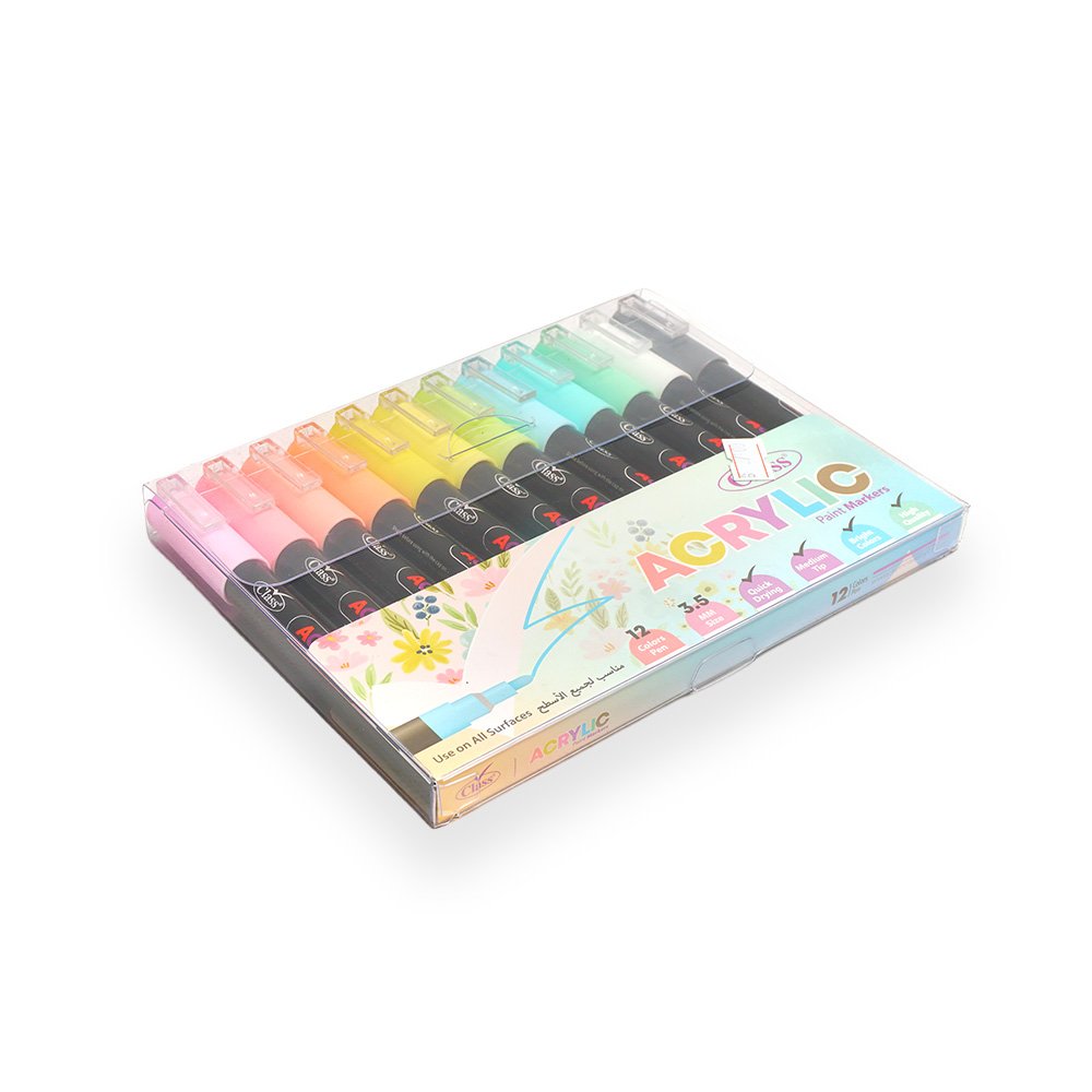 "Acrylic Marker Set, 12 Colors"