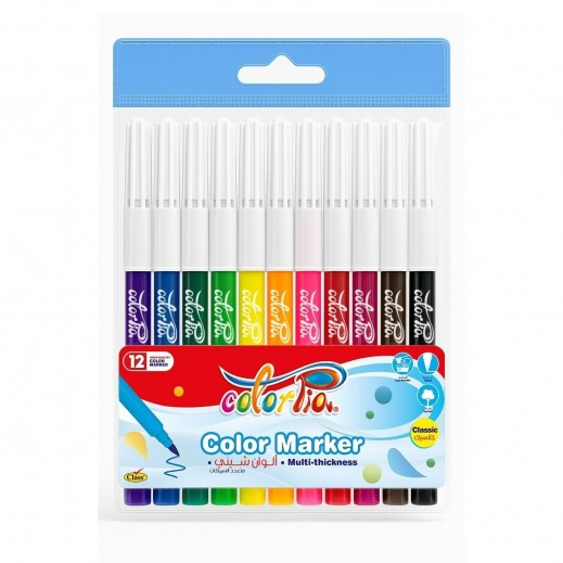 12 Colors Slim Marker Colorpia