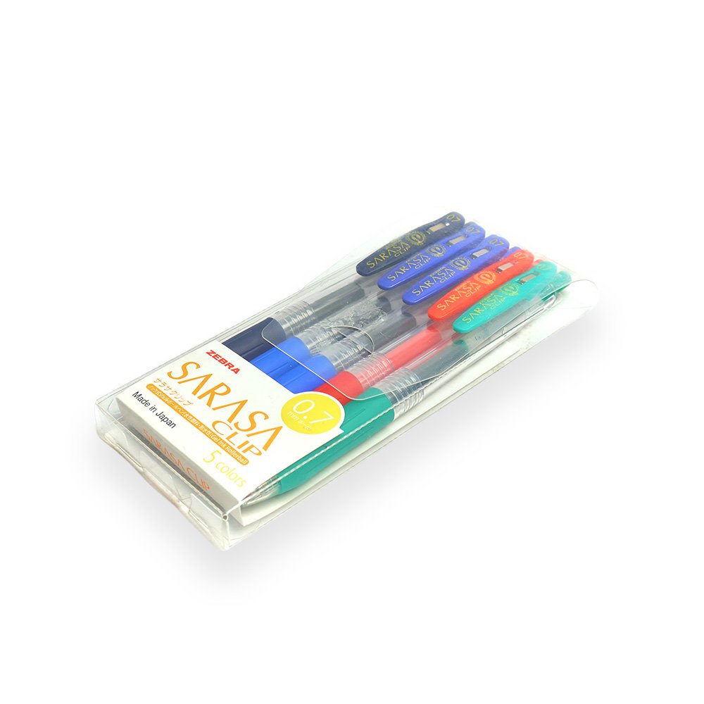 "Zebra Sarasa Clip Gel Pen Set, 0.7mm, 5 Colors"