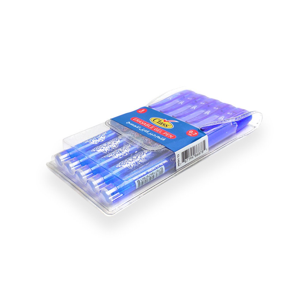 "Class Erasable Writing Pens Set, Blue, 5 Pieces"