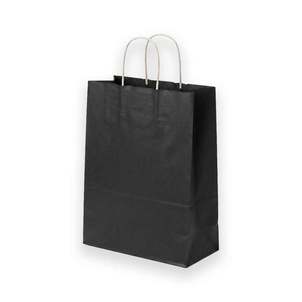 "Paper Gift Bag with Handles- Black, 26x12x33cm"