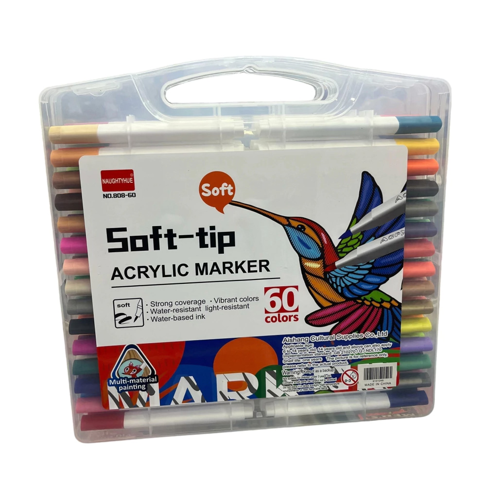 Soft-Tip Acrylic Markers Set- 60 Pieces