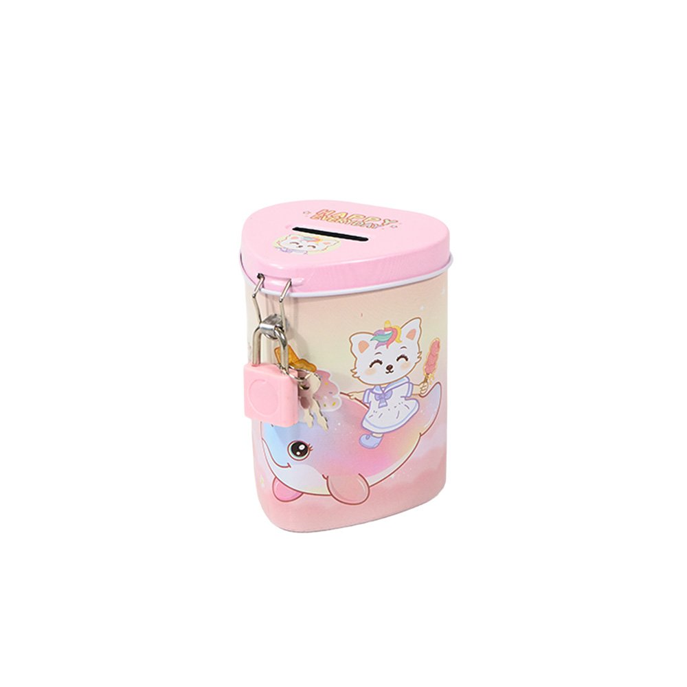 Heart-Shaped Money Box With Lock - 7.5x7x9.5cm