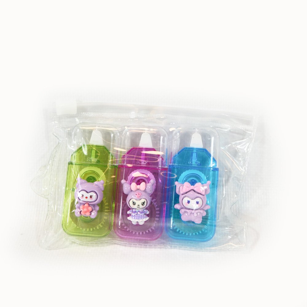 "Cute Sanrio My Melody & Kuromi Design Correction Tape Set- 6 Meters x 5 mm, 3 Pcs"