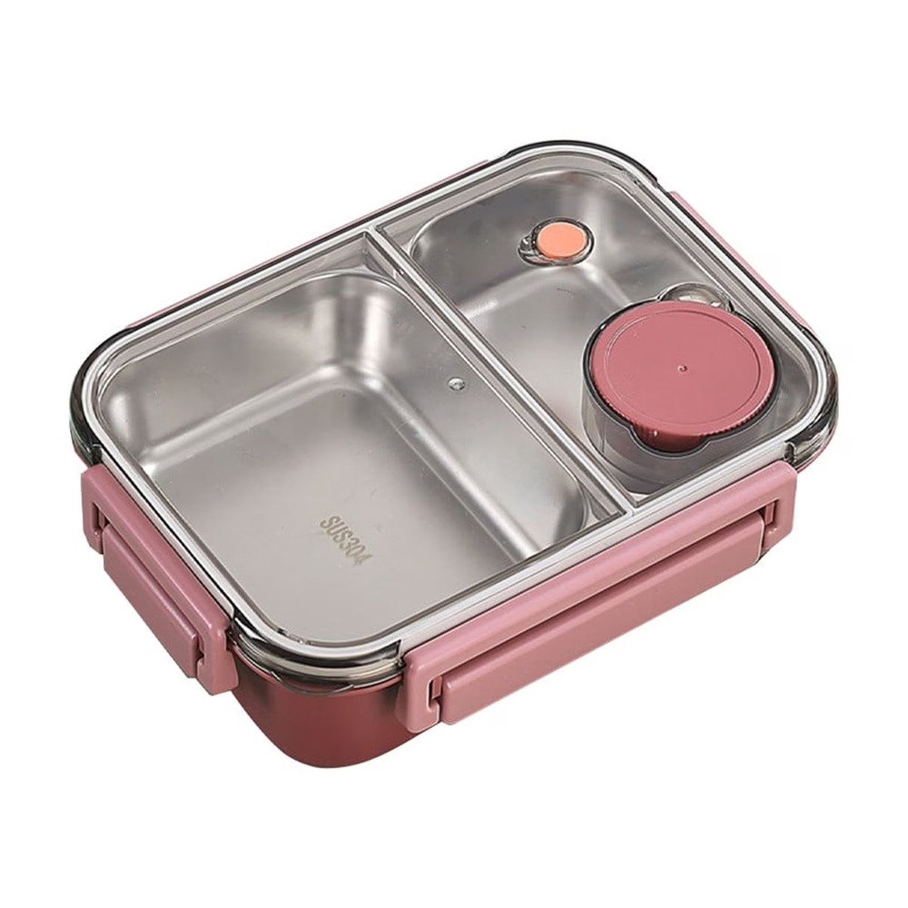 Stainless Steel Lunch Box  Pink 22.5X17X6.5Cm