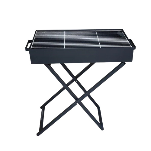Portable Outdoor BBQ Grill ? Foldable Iron Stove with X-Design Stand