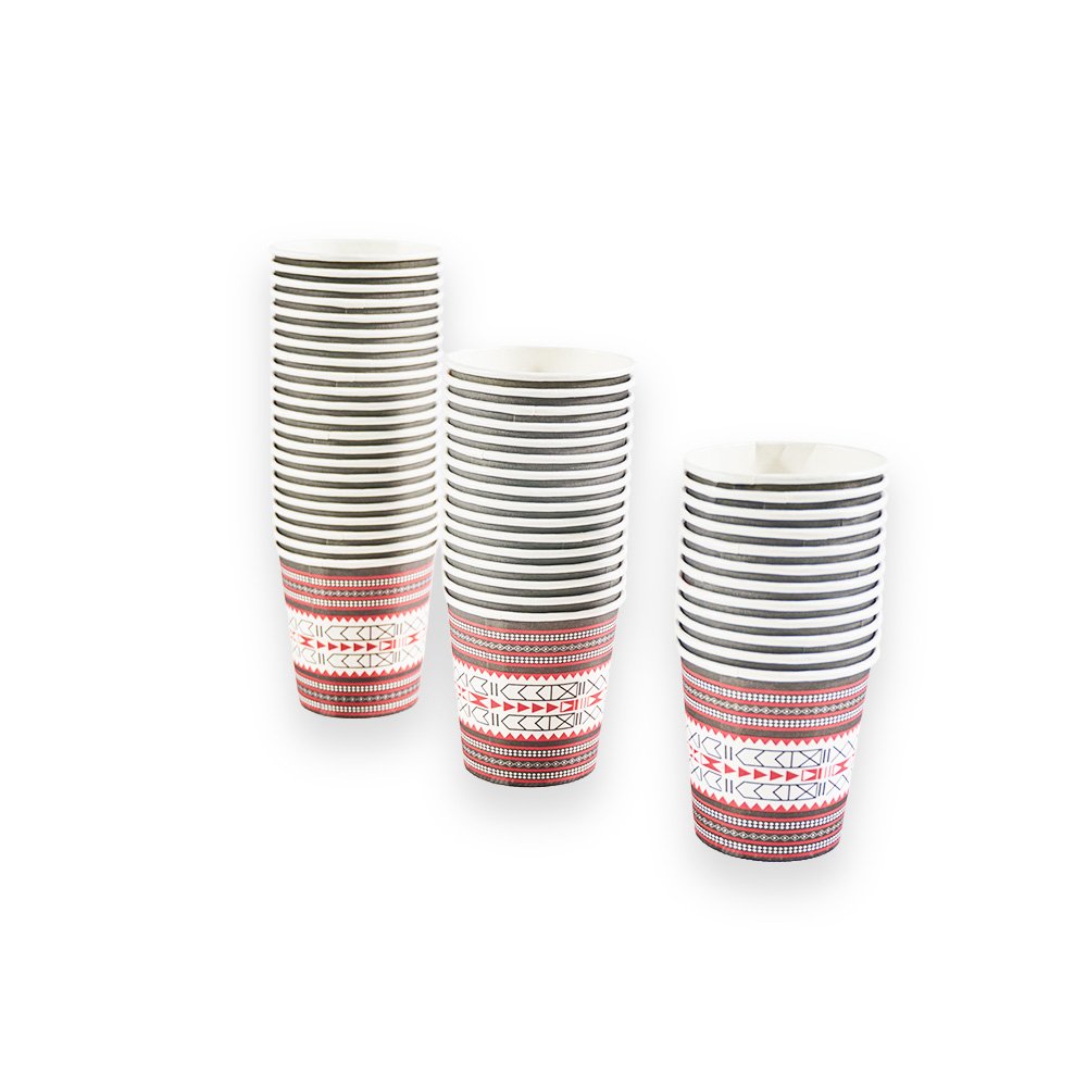 "Traditional Patterned Disposable Paper Cups- 4 Ounces, 20 Pieces"
