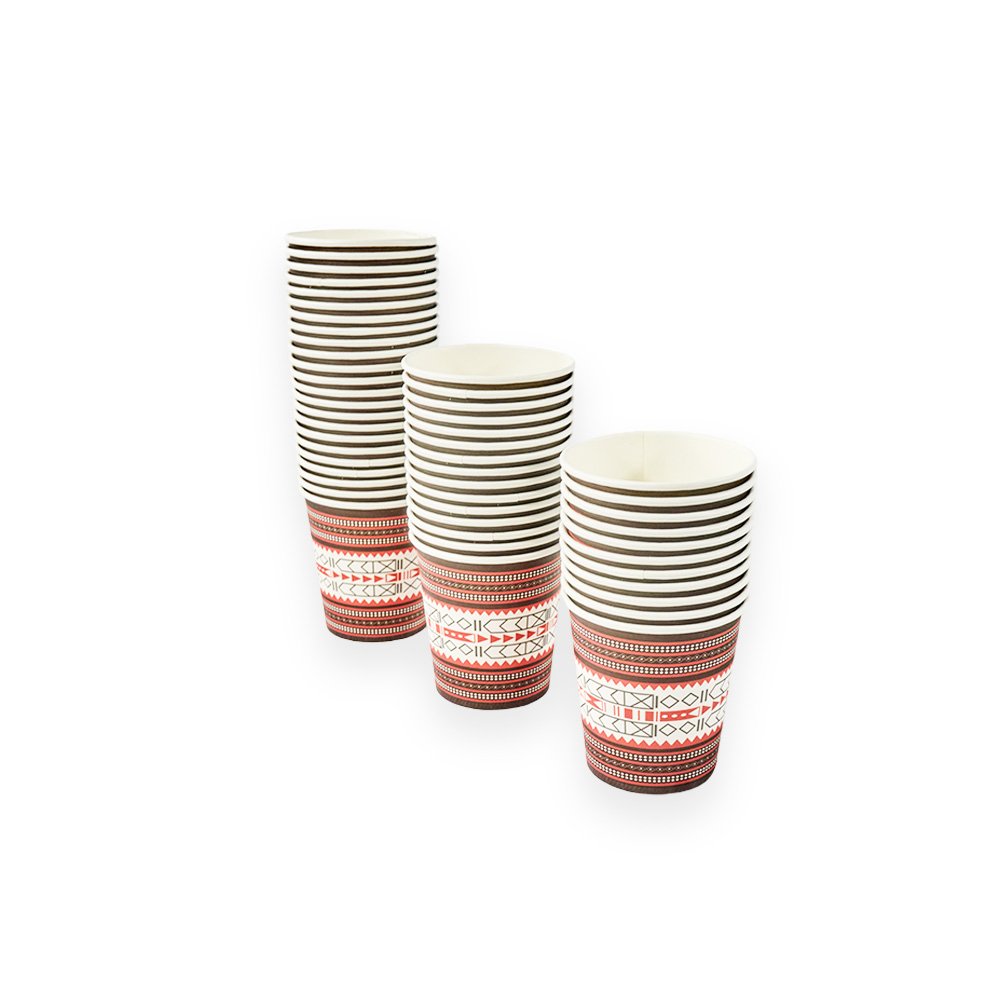 "Traditional Patterned Disposable Paper Cups- 6 Ounces, 20 Pieces"