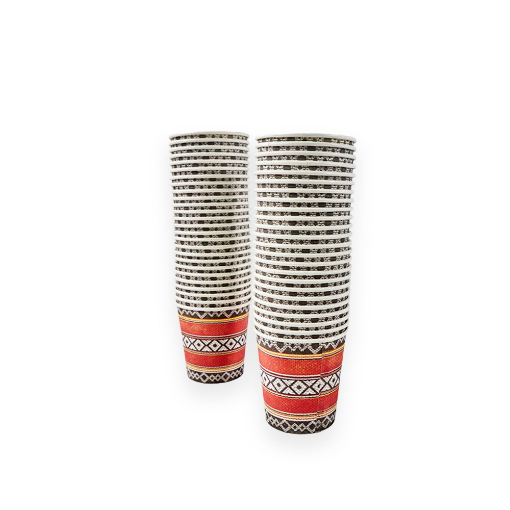 "Traditional Patterned Disposable Paper Cups- 4 Ounces, 20 Pieces"