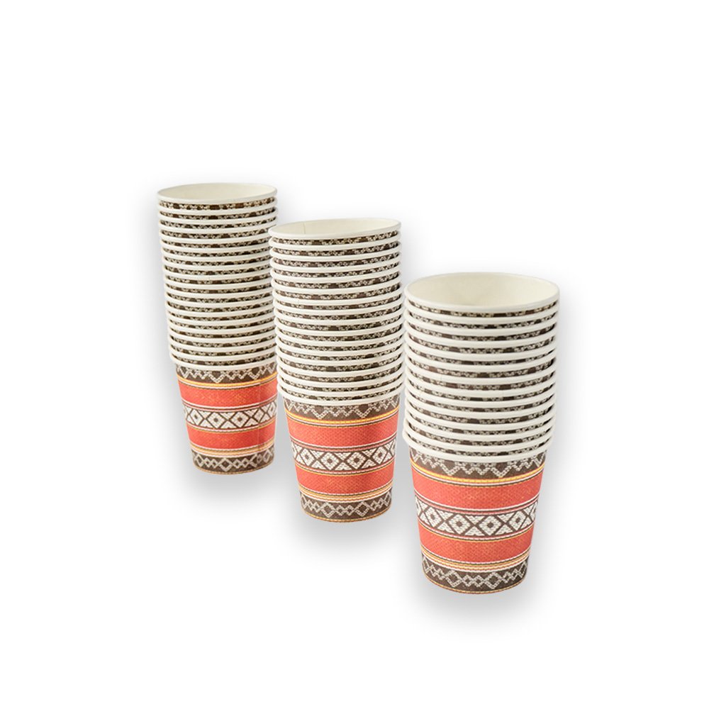 "Traditional Patterned Disposable Paper Cups- 6 Ounces, 20 Pieces"