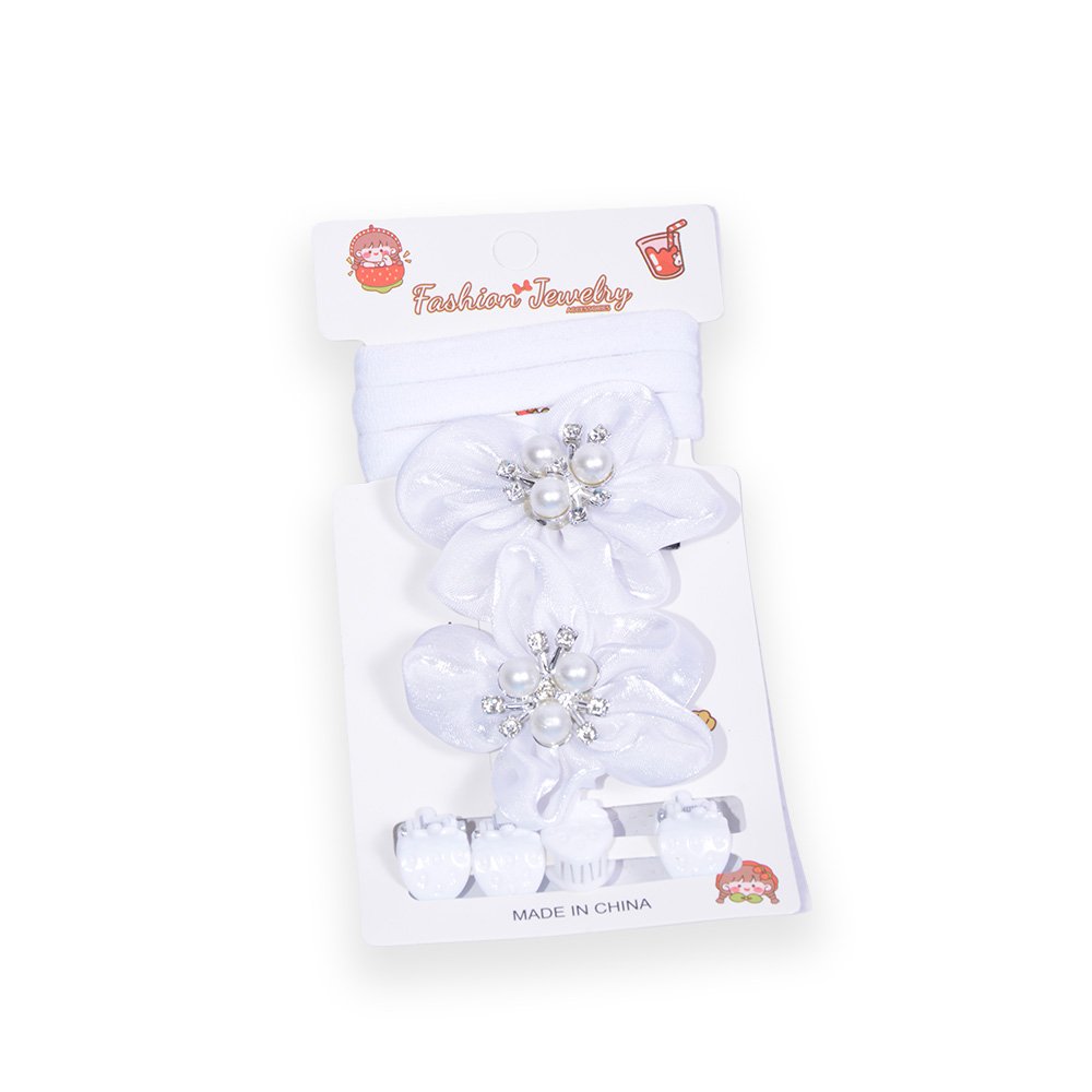 "Flower Rubber Band Set- White, 9 Pieces"