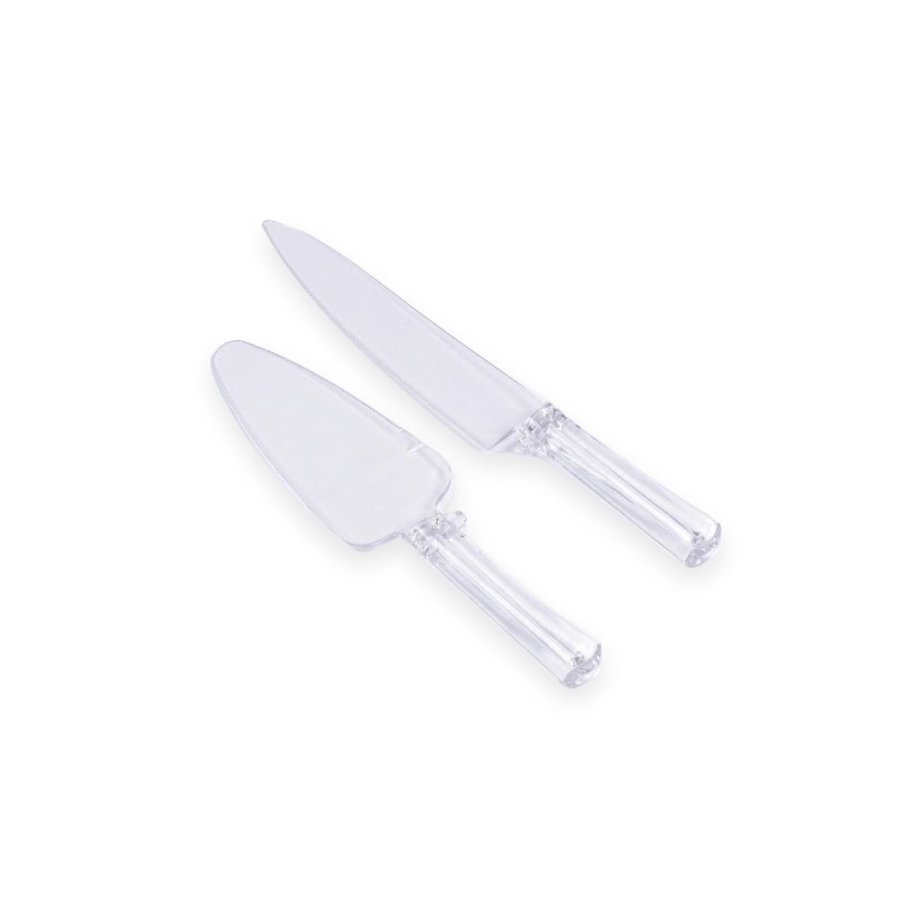 "Acrylic Cake Knife and Server Set- 29x25cm, 2 Pieces"