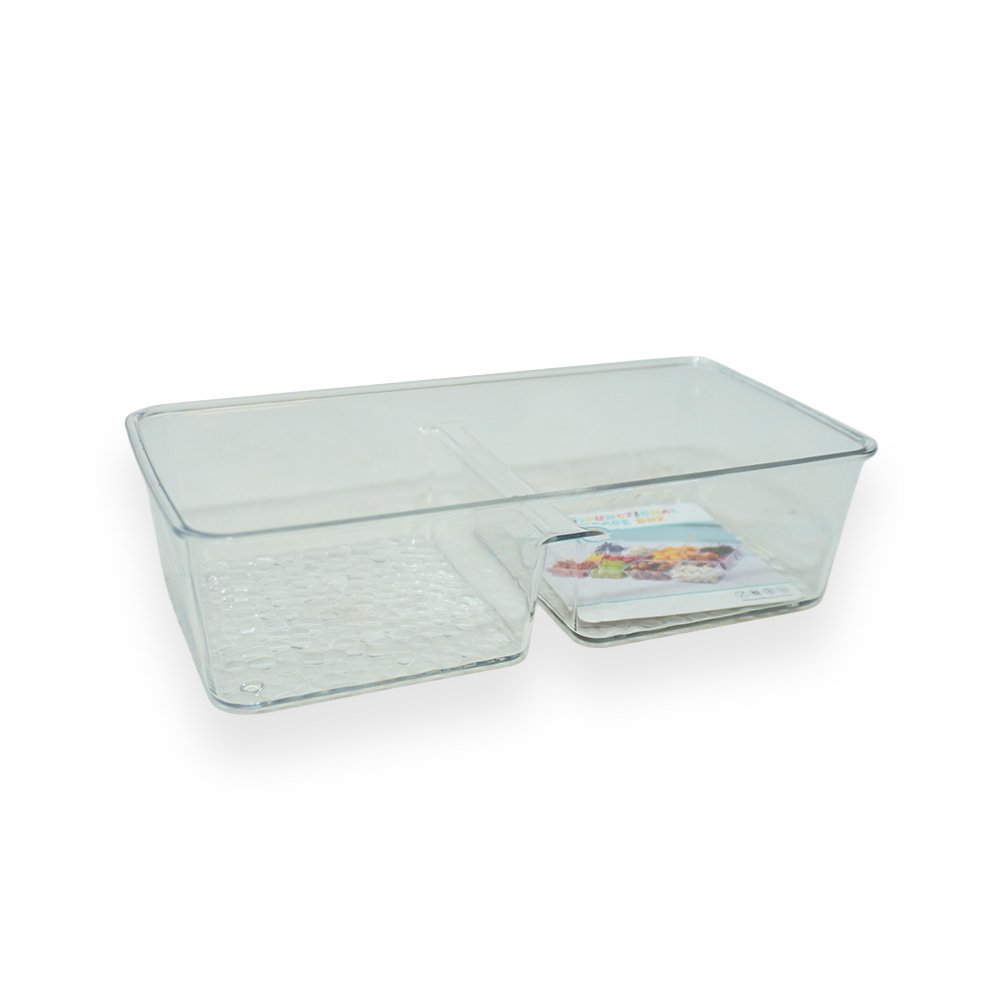 2 Compartment Clear Acrylic Storage Box 20X10X5.5Cm