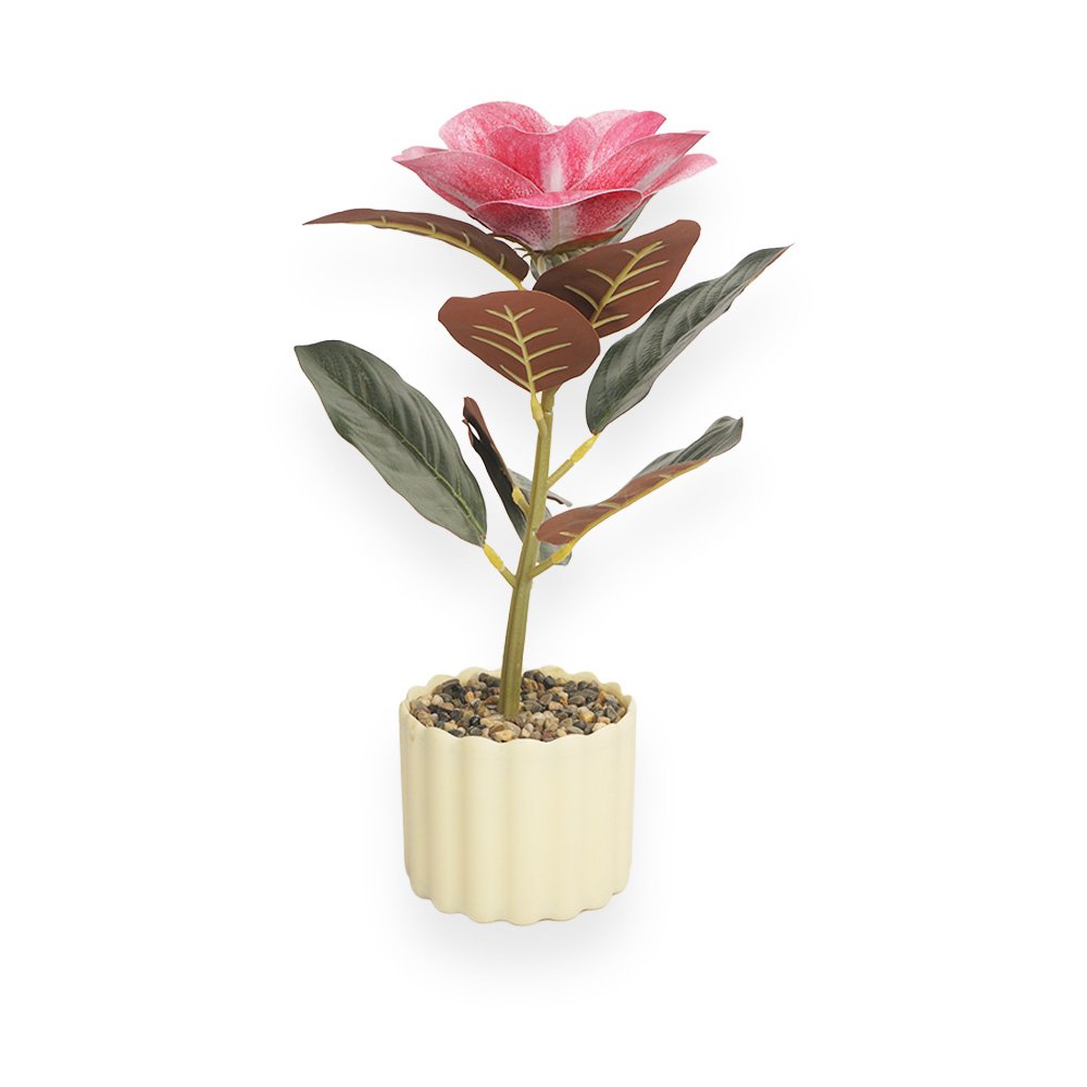 "Plastic Artificial Bonsai Flower, Pink and White, 25cm"
