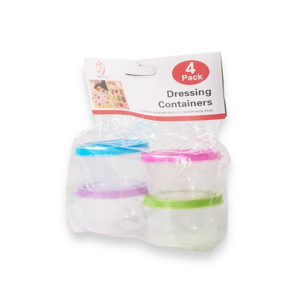 "Portable Round Mini Dressing Containers Set- 6x6x4cm, 4 Pieces"
