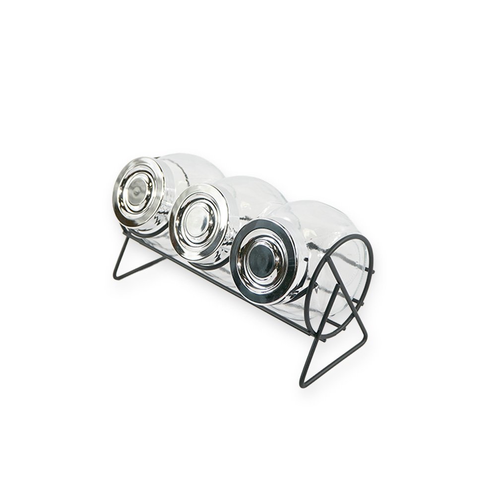 "Yohome Glass Jar Set- 200ml, 3 jars +1 Shelf"