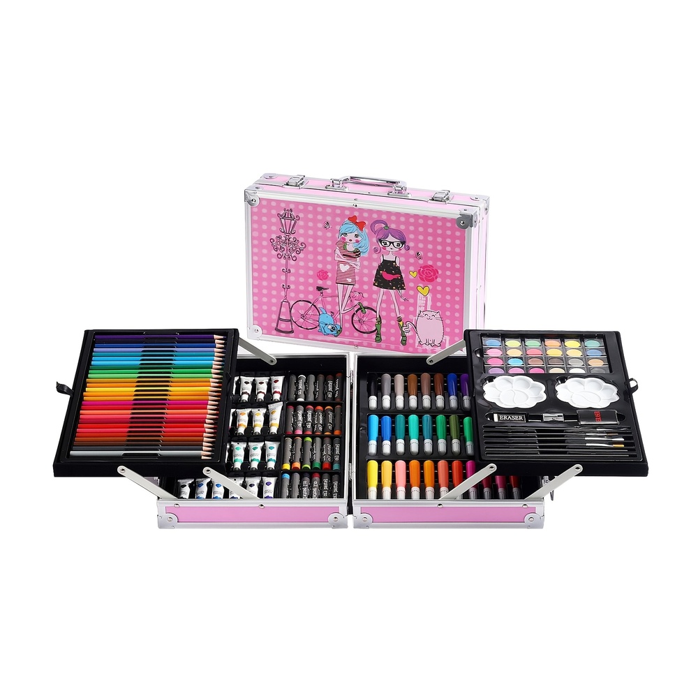 Fahion Girl-Themed Children?s Art Set ? 145-Piece Coloring and Drawing Kit with Case