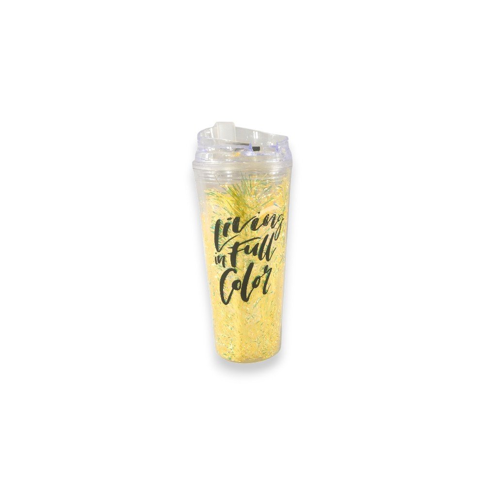Iridescent Double Wall Travel Tumbler with Straw- 650ml