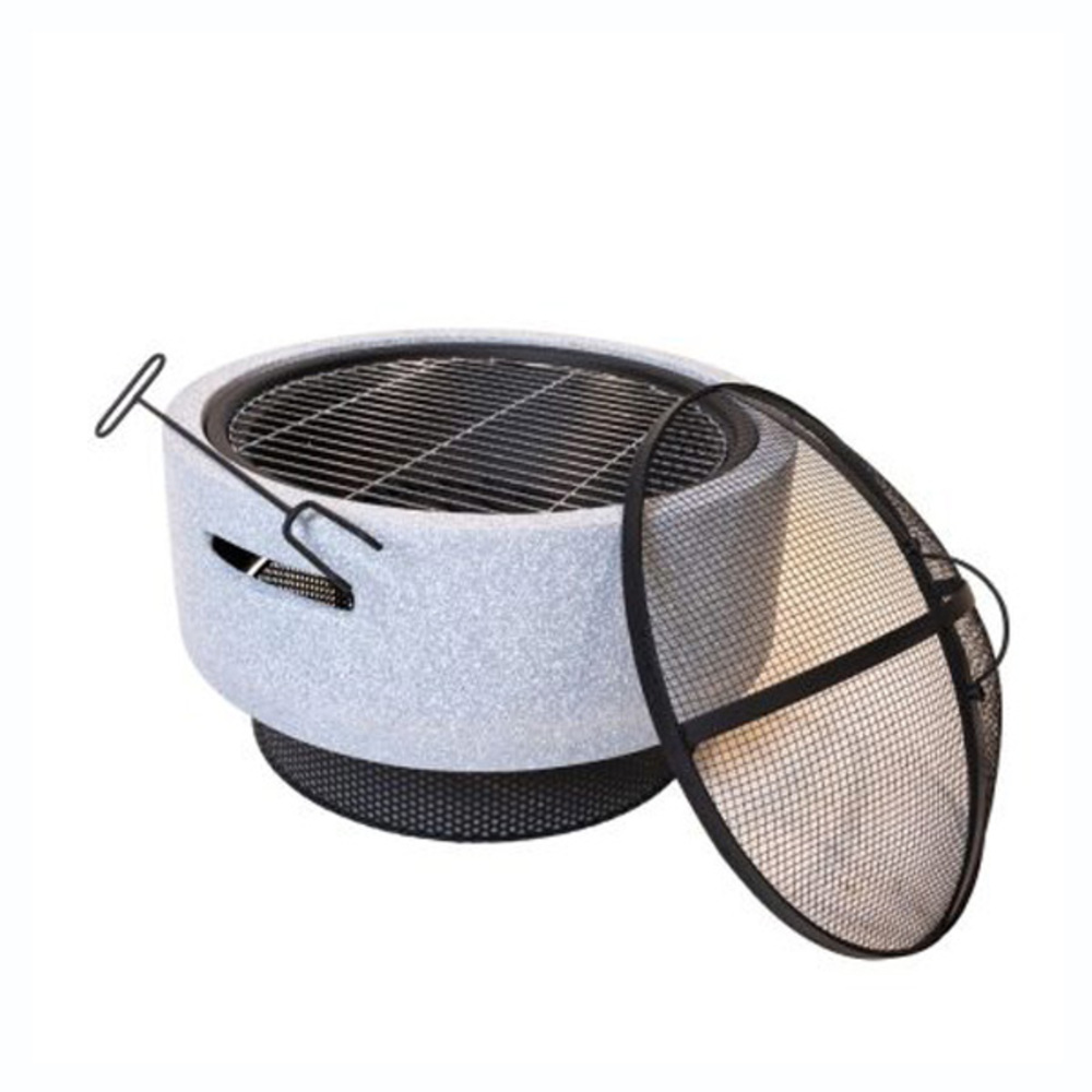 Outdoor Fire Pit with BBQ Grill- 45x45x34cm