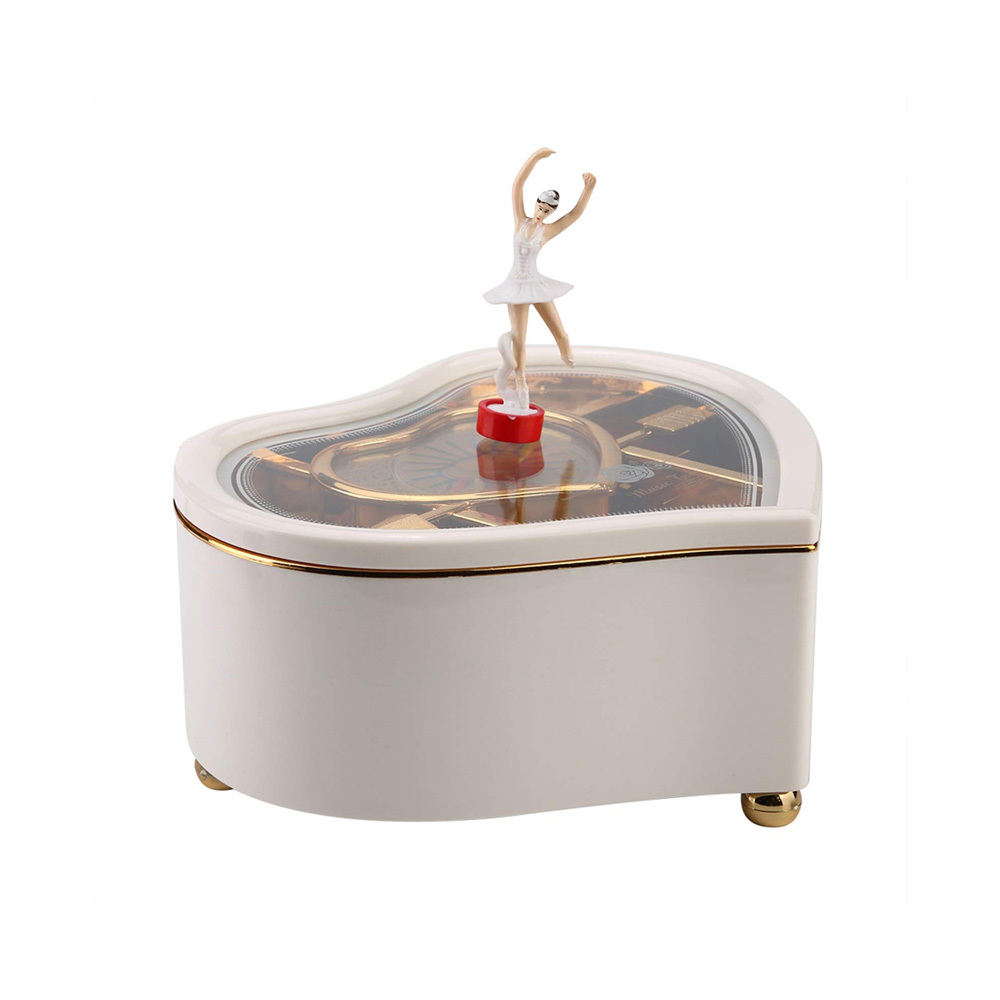 Heart-Shaped Musical Jewelry Box- Ballerina