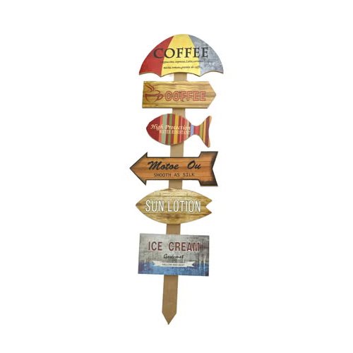 Rustic Beach-Style Wooden Signpost