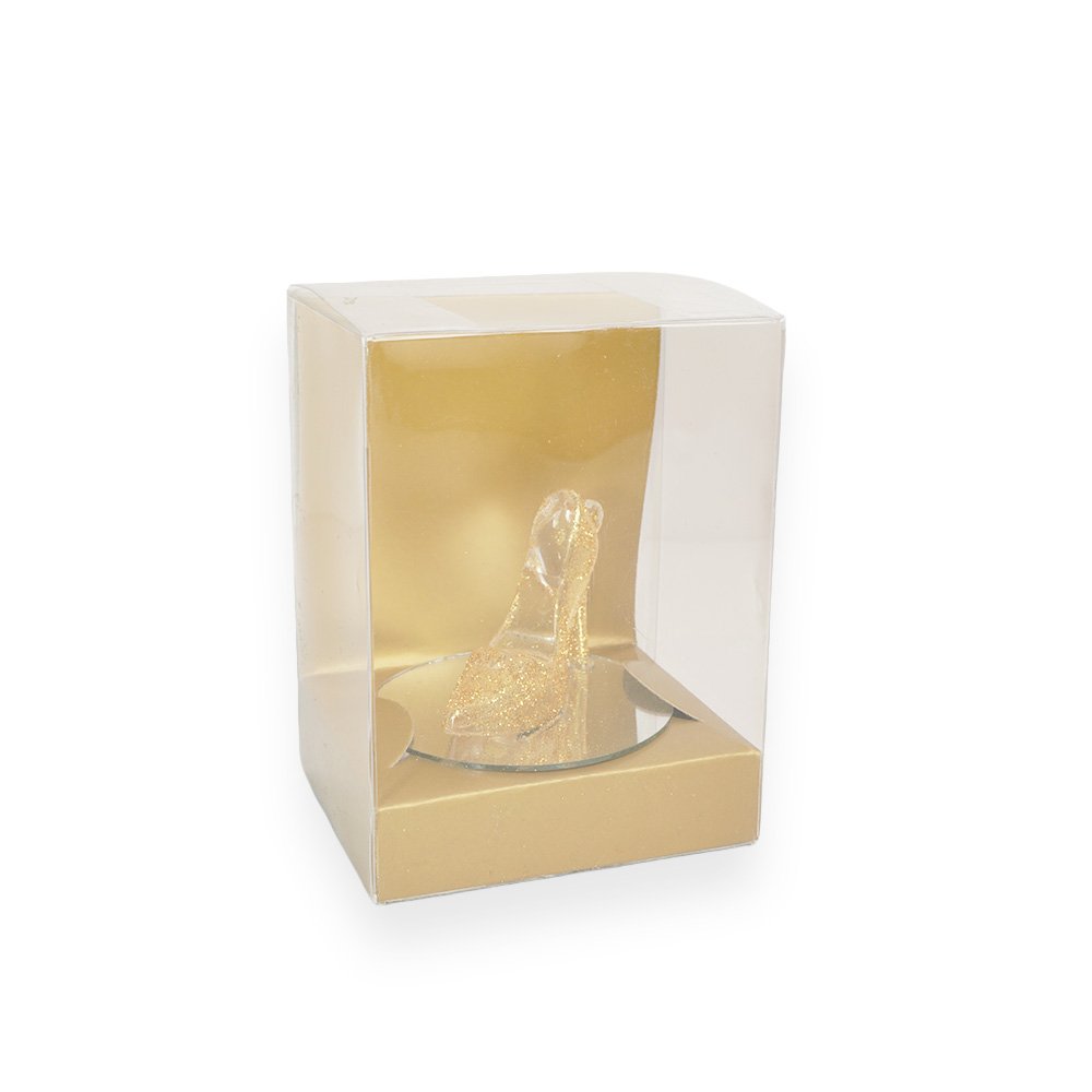 "Crystal Shoe Figurine, Gold and Silver"