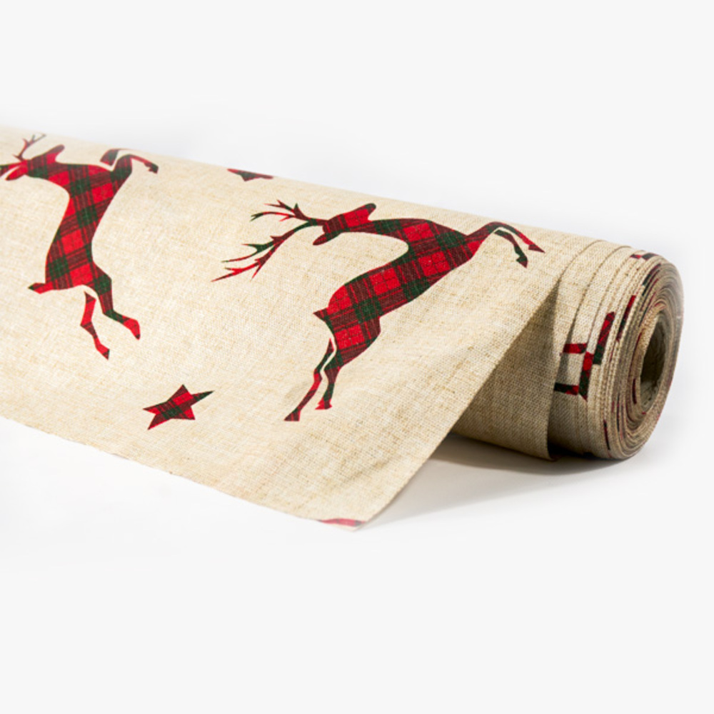 "Festive Holiday-Theme Table Cloth- Reindeer, 1.37x20m"