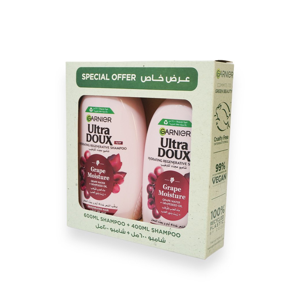 Garnier Ultra Doux Grape Moisture Shampoo 600ml+400ml