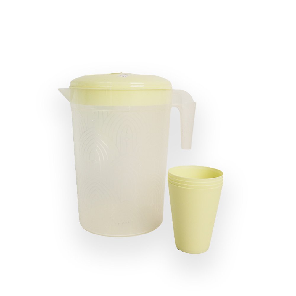 Water Pitcher With Stackable Cups Set