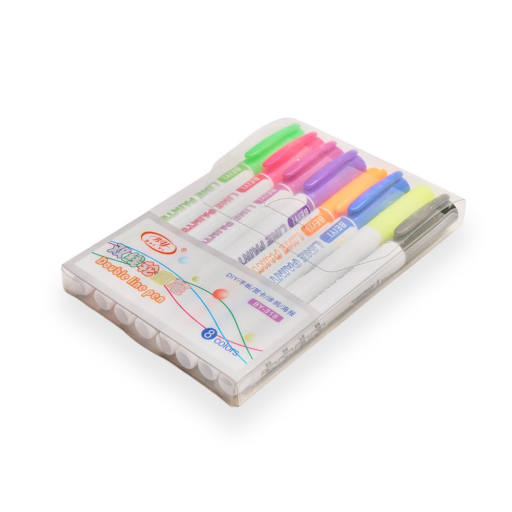 Double Line Pen Set 8 Colors