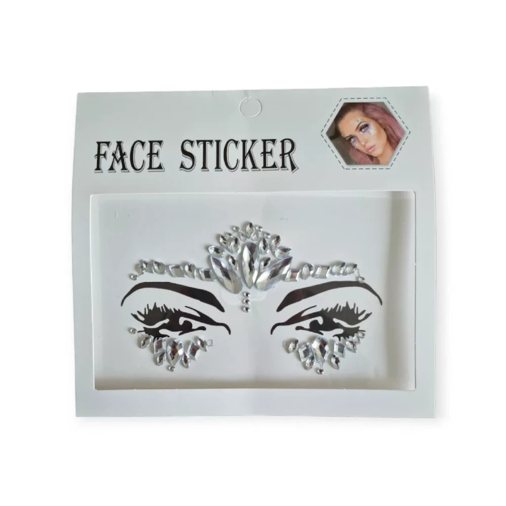 Face Sticker Self-Adhesive Rhinestone- 16.5X17Cm