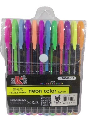 Neon Color Highlighter Set  12 Pcs