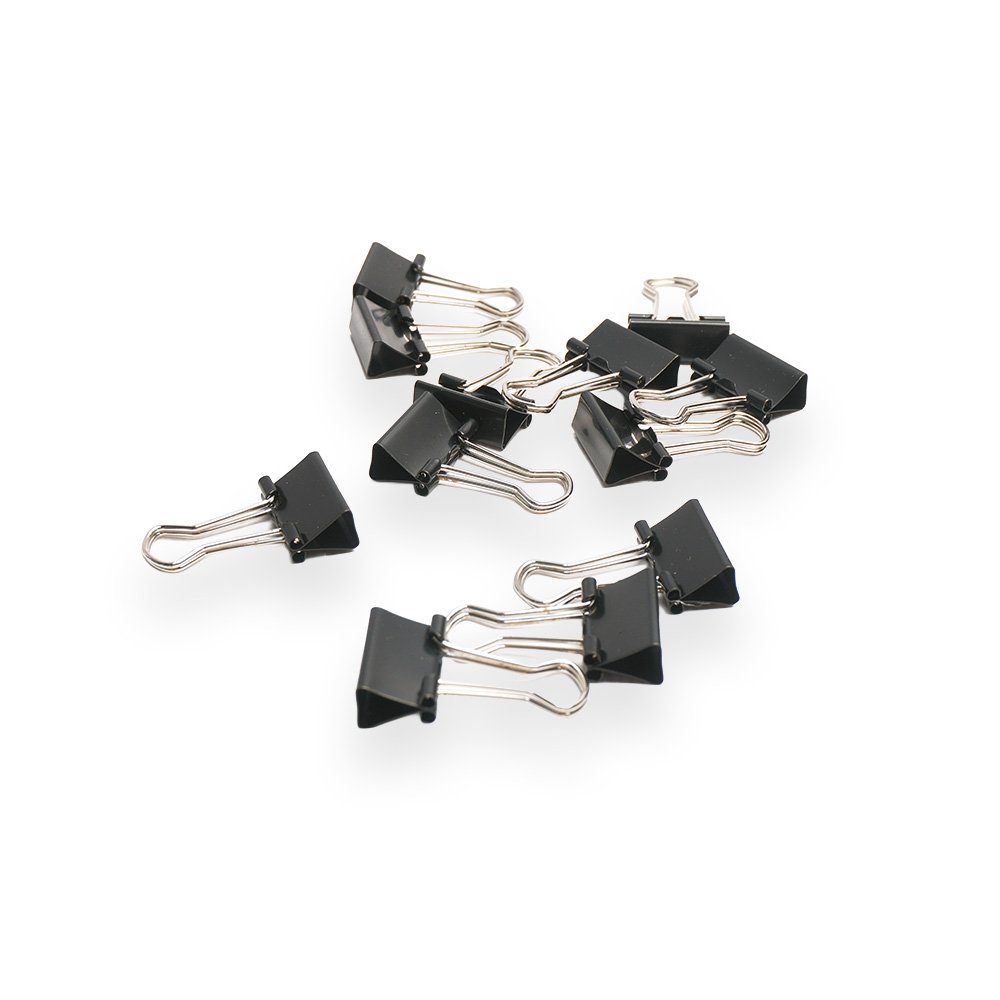"Binder Clips, Black, 12 Pieces"