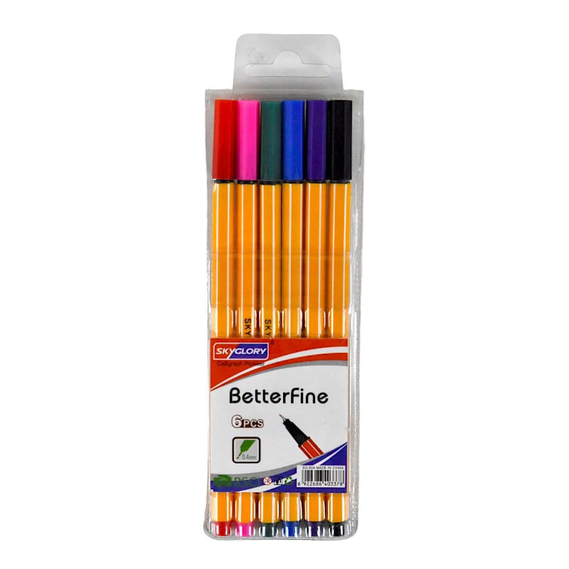Sky Glory Fine Liner Pen Set- 6 Pieces