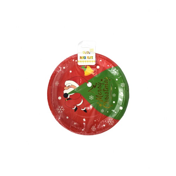 Paper christmas plate,6pcs
