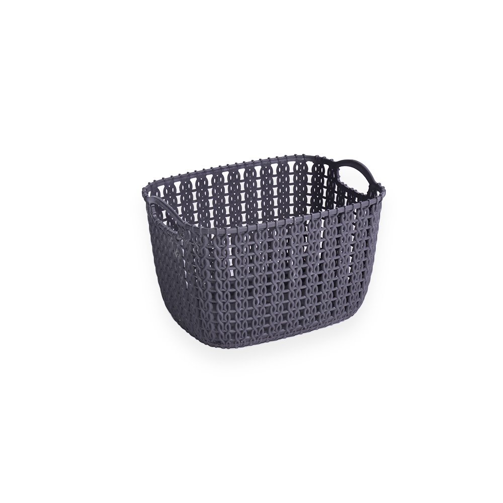 Woven Pattern Plastic Storage Basket Set- 3 Pieces