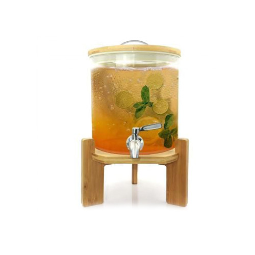 Glass Drink Dispenser with Wooden Stand ? 3.6 Litres