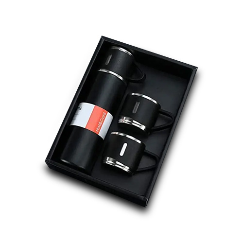 Stainless Steel Vacuum Flask Gift Set ? 500ml Flask with Cups