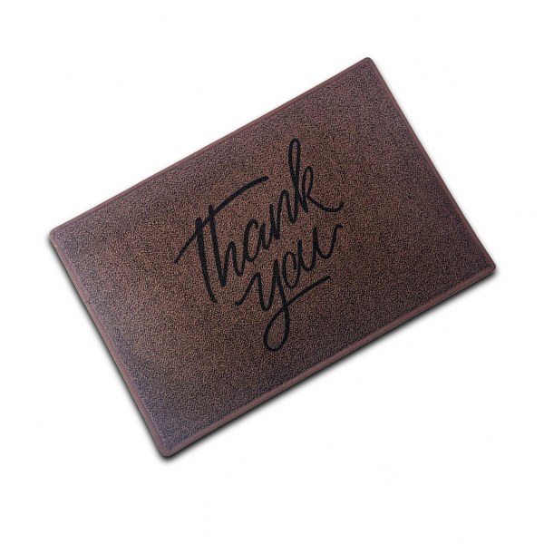 "Polyester 'Thank You' Door Mat- Brown, 40x60cm"