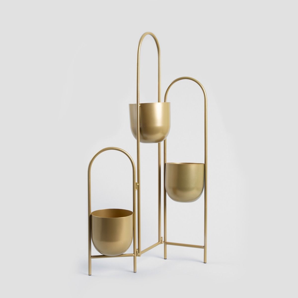 "Metal Three-Tier Plant Stand- Gold, 13x11.5x52cm"