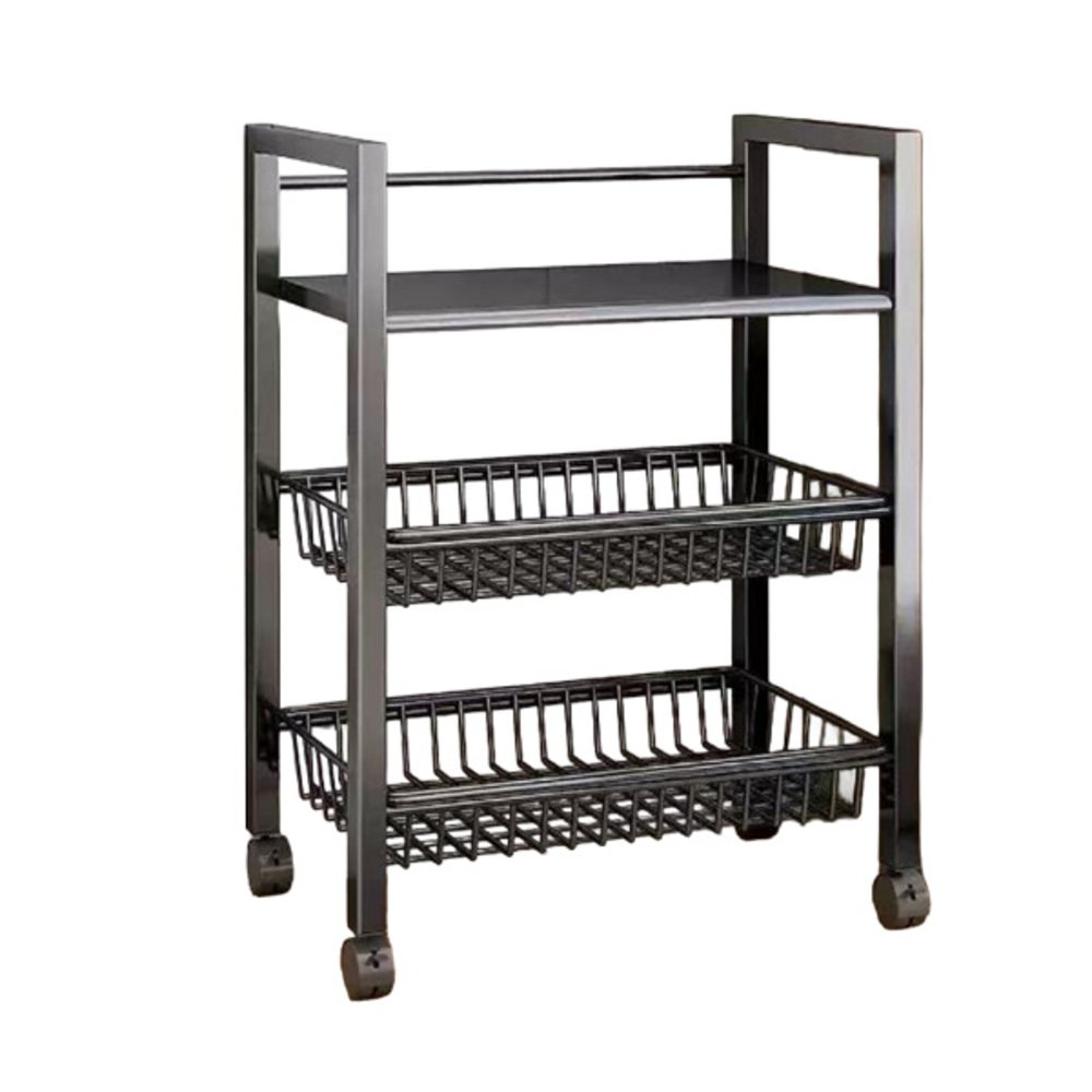 3-Tier Metallic Storage Rack- Black