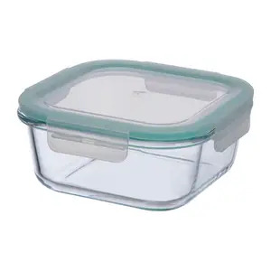 Square Glass Food Storage Container ? 500 Ml Borosilicate With Snap Lock Lid