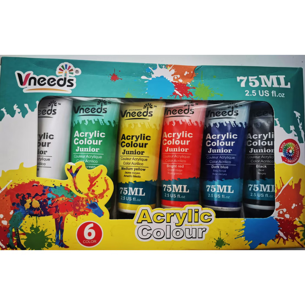 Acrylic Paint  6 Colors 75Ml