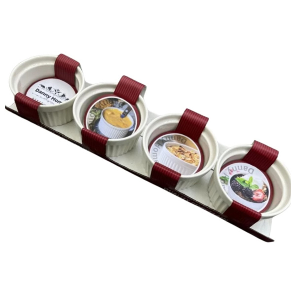 "Danny Home Porcelain Ramekins Bowls- White, 3 Pieces"