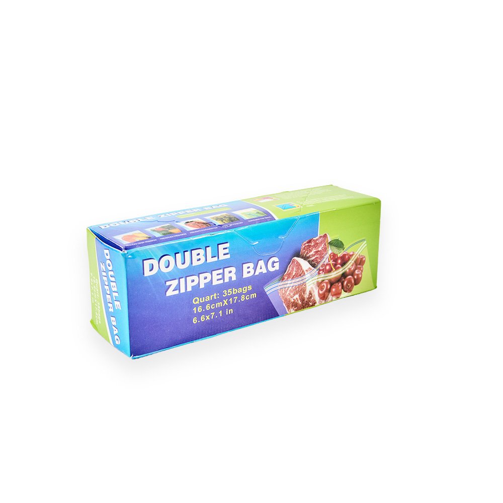 "Double-Zipper Clear Food Storage Bag- 16.6x17.8cm, 35 Pieces"