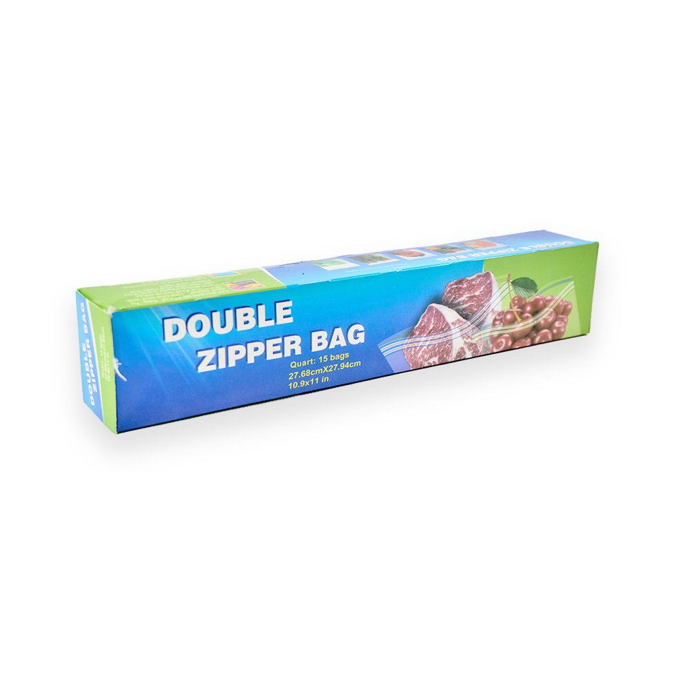 "Double-Zipper Clear Food Storage Bag- 27.68x27.94cm, 15 Pieces"