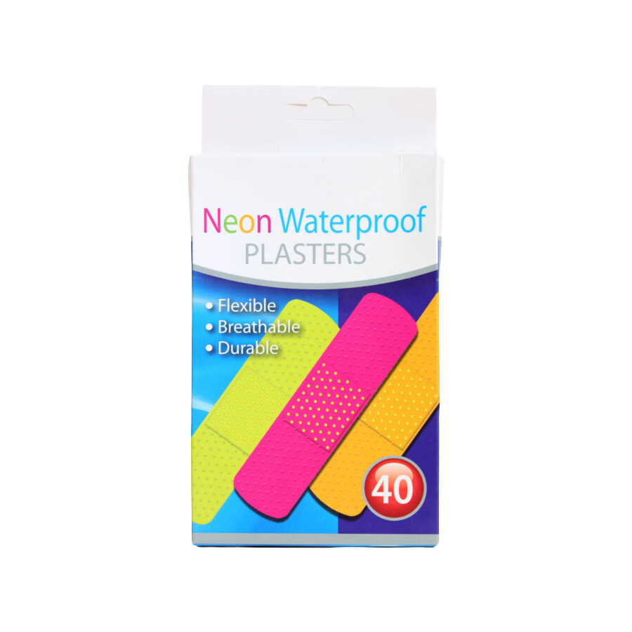 Neon Waterproof Plasters- 40 Pack